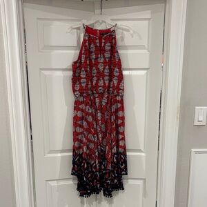 Maggy London Red and Blue High Low Dress